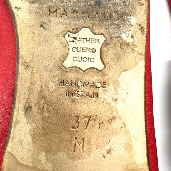 Margaux The Demi Scarlet Red Nappa Leather Ballet Flats Women's 7 US - Picture 9 of 9